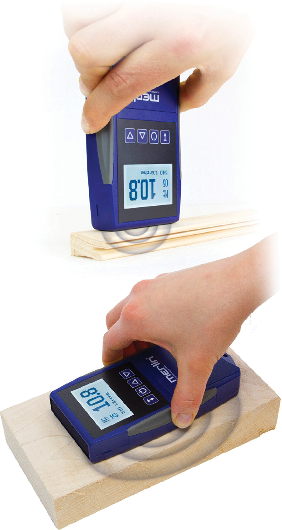Nowość – wilgotnościomierz do posadzki oraz drewna surowego HM9 DUO, który pozwala na pomiar w pozycji pionowej (do 8 mm) oraz poziomej (do 40 mm). Fot. Penny Gondek