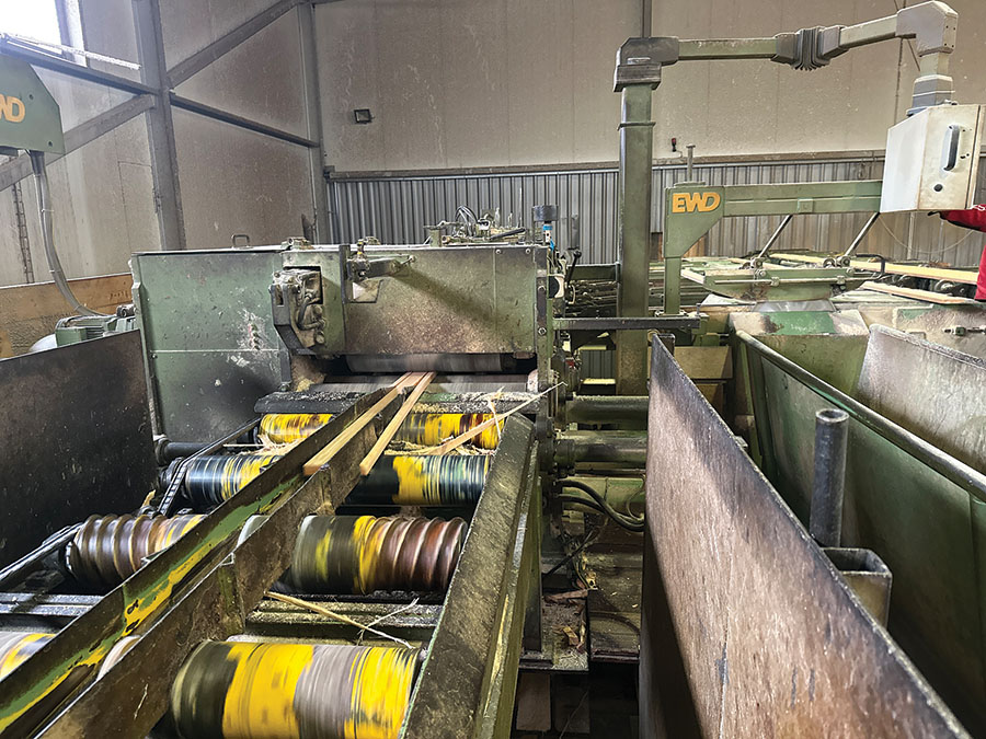 Część linii EWD na hali przetarcia surowca.                                                                                                                                                                                                                                                                             Fot. Kurier Drzewny